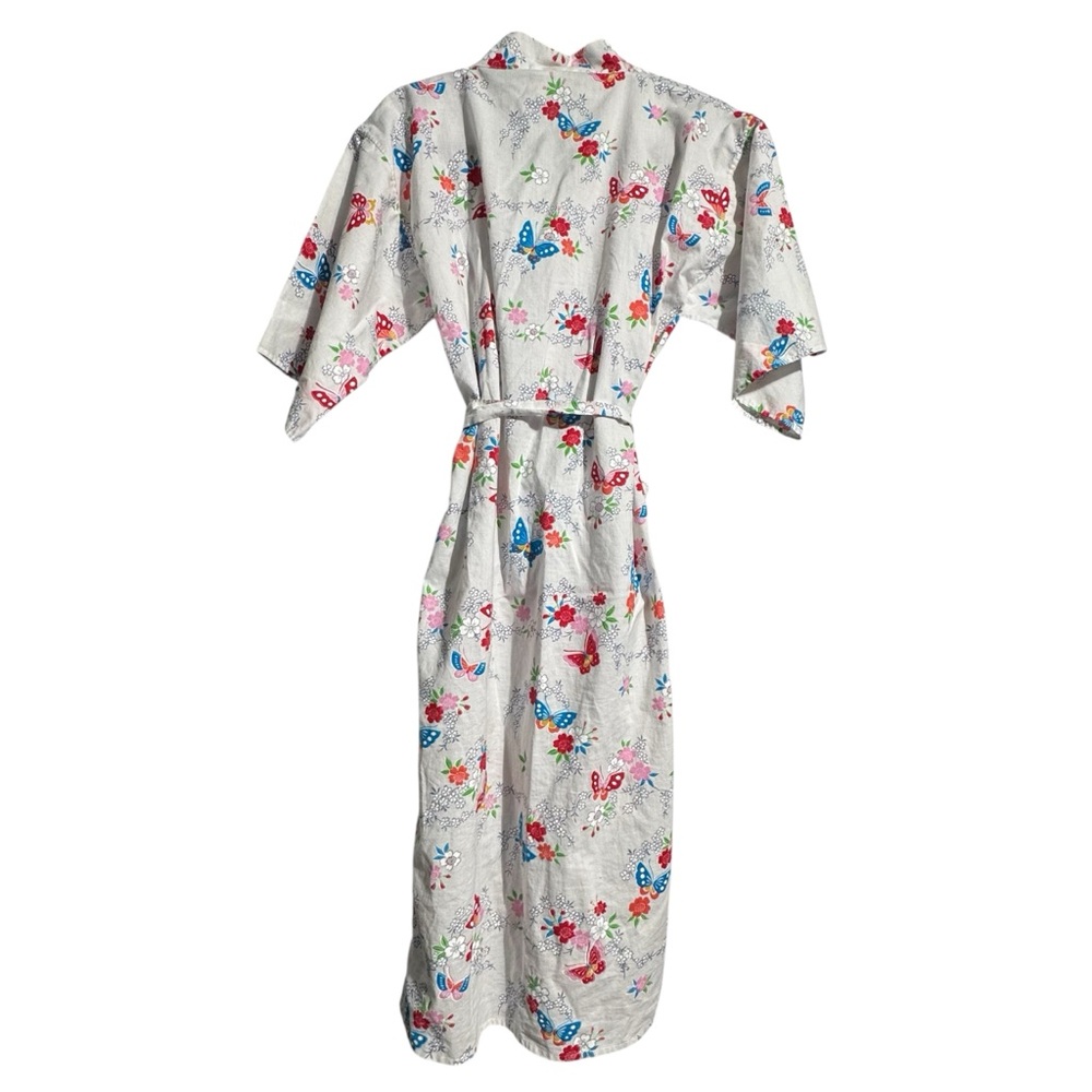 Ichi-Ban Japanese Cotton Kimono Robe – Butterfly Floral Print – Size LL (US L) - Picture 2 of 13